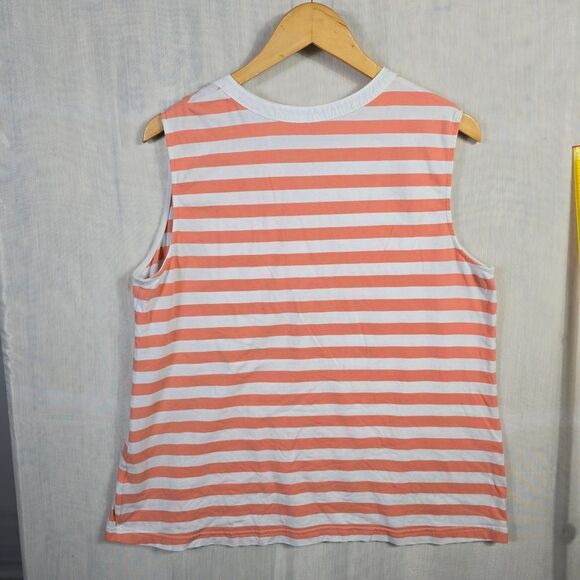 Croft & Barrow Women's Coral and White Striped Tank Top - Picture 4 of 9